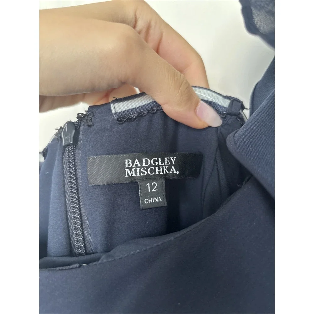 badgley mischka dress Size 12 Navy Cocktail Off The Shoulder